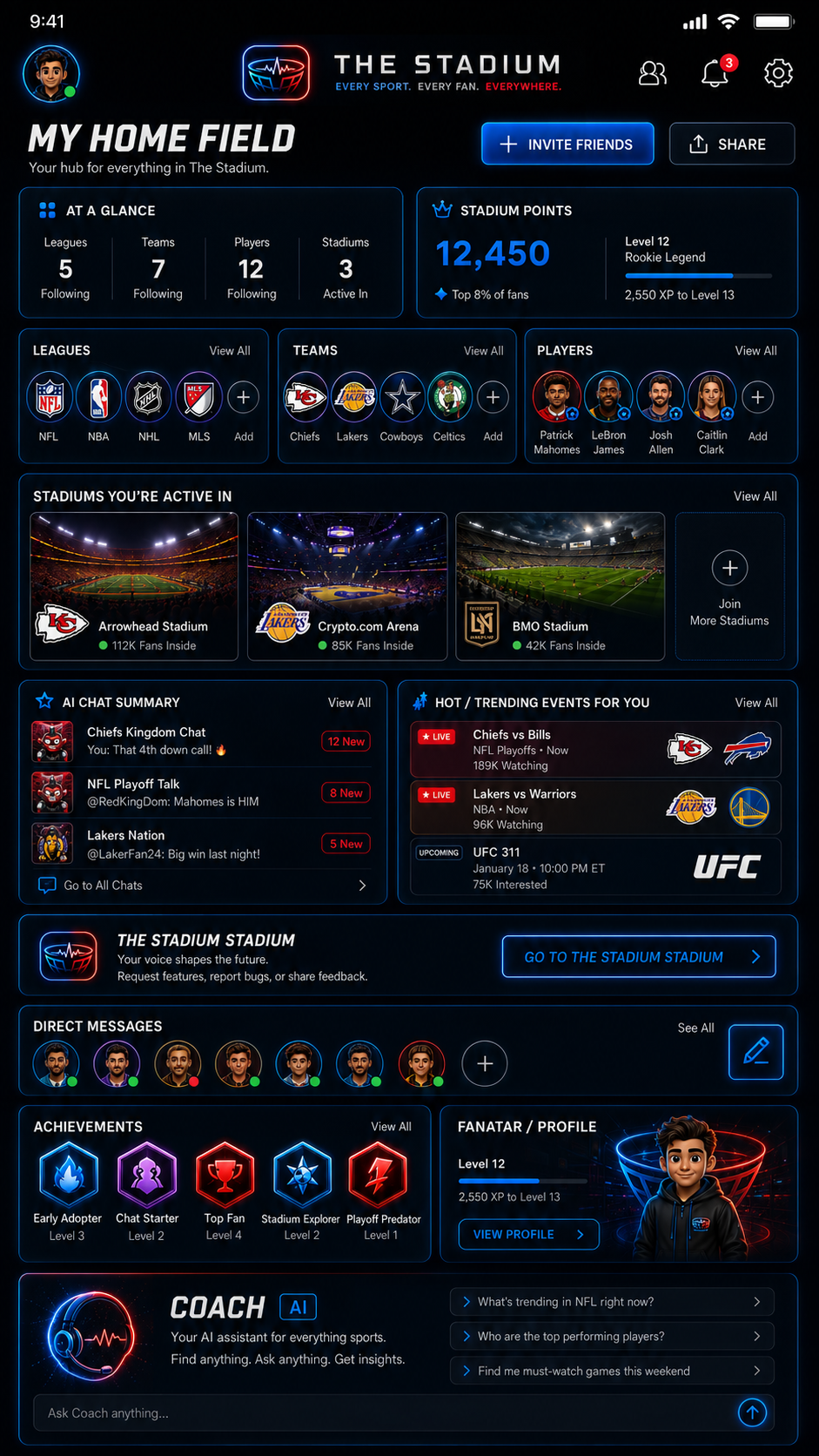 Home Field — a personalized fan dashboard in The Stadium FC