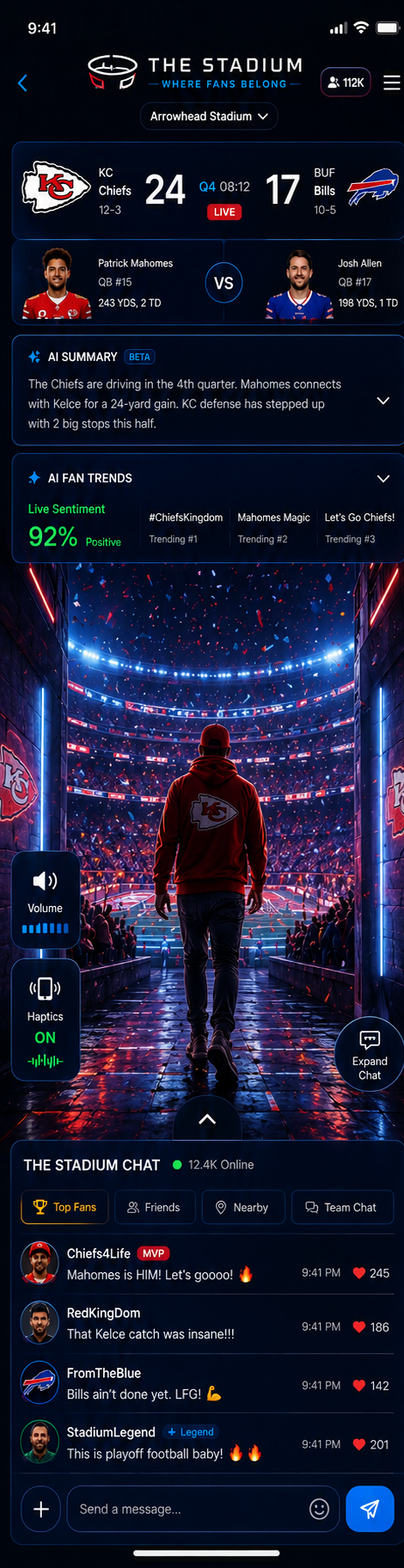 The Stadium FC live stadium experience on mobile